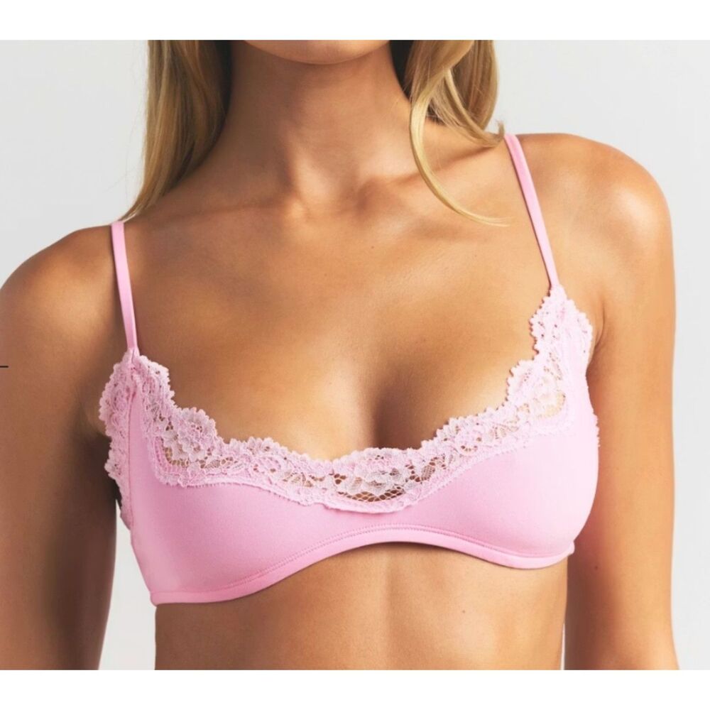 NWOT SKIMS Fits Everybody Lace Scoop Bralette Small Bubblegum Tonal Pink New